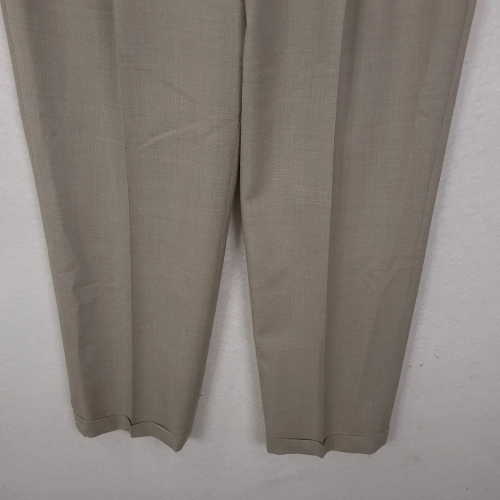 Canali Dress Pants Pleated Trousers Mens 36x28 Tan Wool Made in Italy Luxury